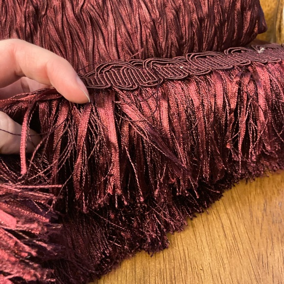 1 LEFT! — 48 Inch Burgundy Tree Skirt with Tasseled Border - Christmas Eve - Picture 5 of 11